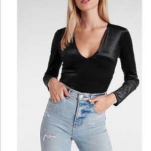 VELVET DEEP V-NECK THONG BODYSUIT